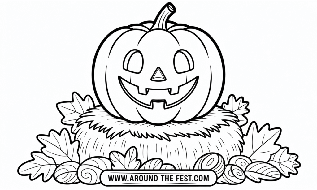 “Pumpkin pencil sketch with jack-o’-lantern face for beginners”