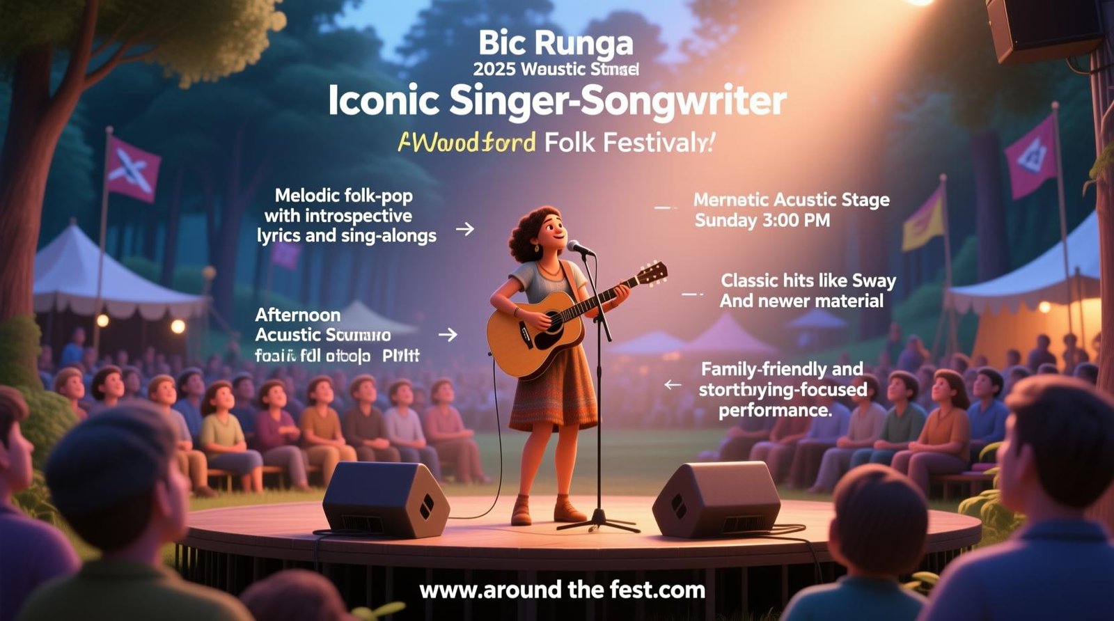Bic Runga live at 2025 Acoustic Stage, classic hits and storytelling for families.
