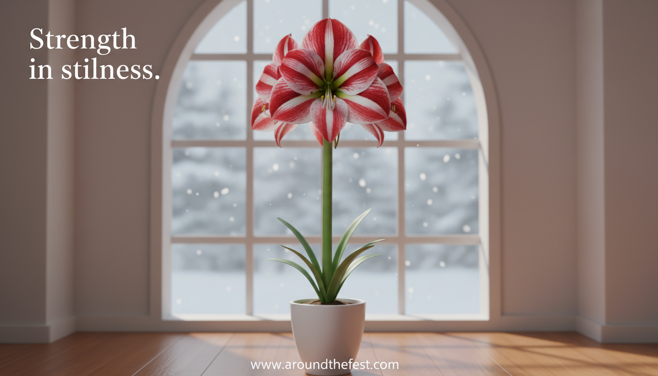 Amaryllis flower at Christmas symbolizing strength, confidence, and controlled beauty.