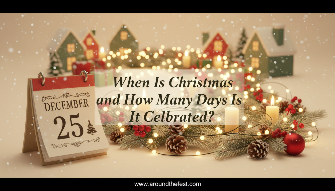 Featured banner showing Christmas as both a single day and an extended season, with December 25 highlighted and festive elements continuing beyond the date.