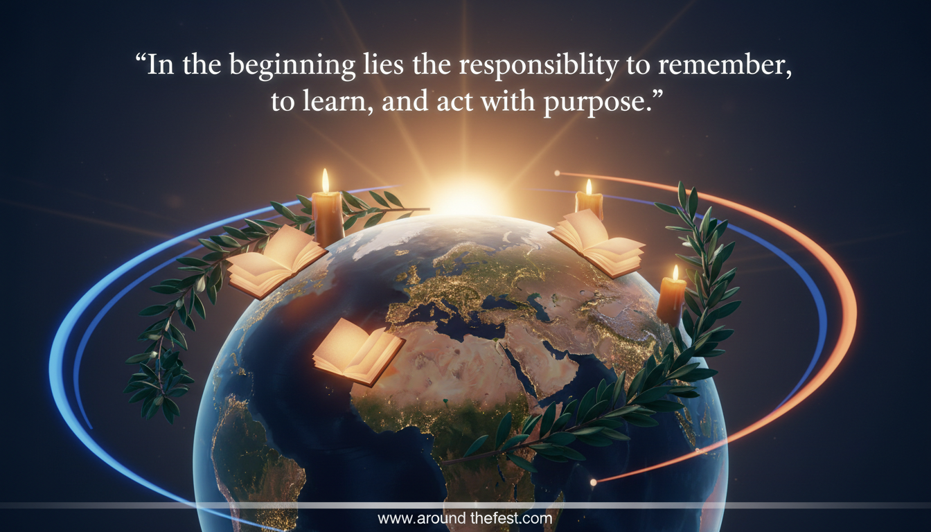 Global and international observances illustrated with vibrant colors symbolizing education, remembrance, unity, and shared human values