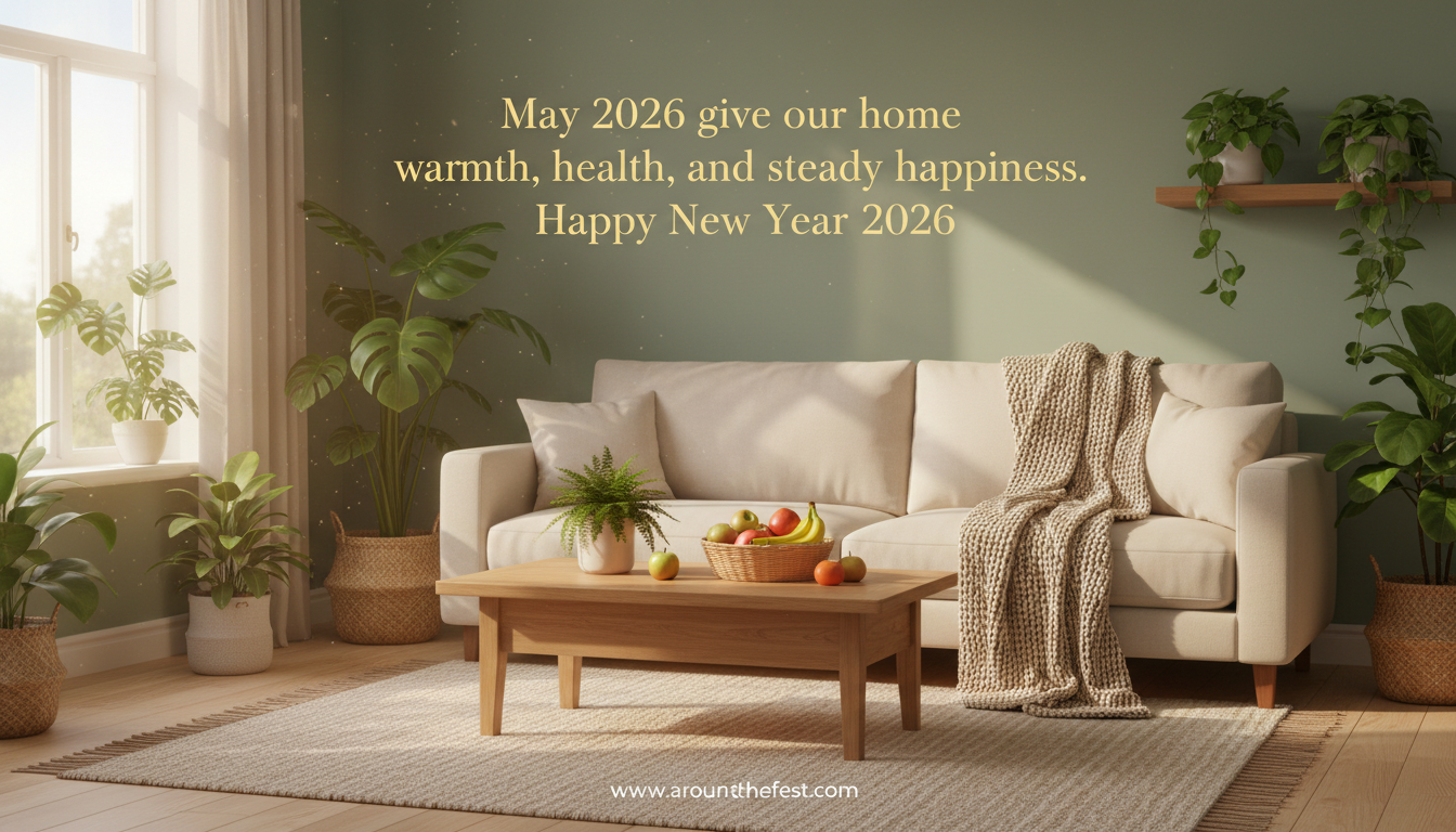 A peaceful family moment at home with multiple generations together, expressing warmth, health, and steady happiness in the New Year.