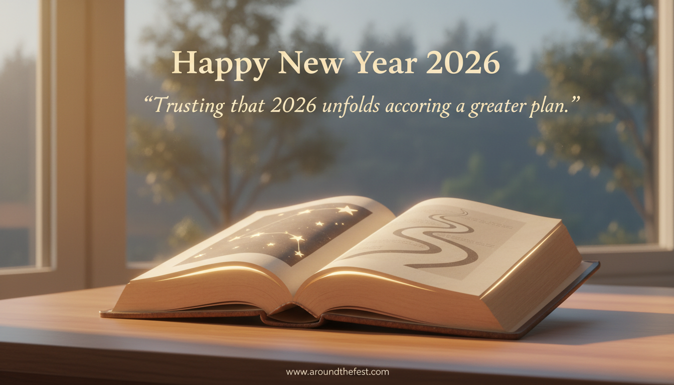 Soft light falling on an open book near a window, symbolizing trust, guidance, and faith in a greater plan for the New Year.