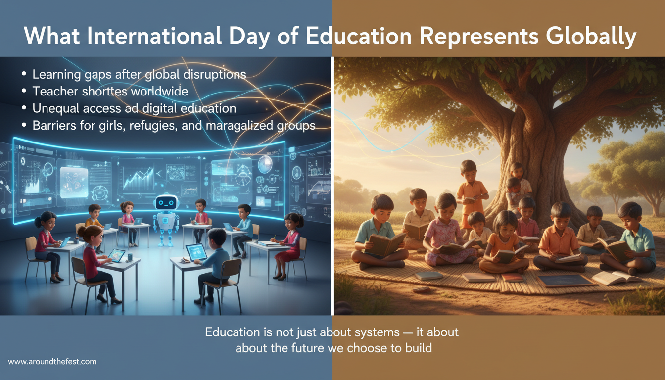 illustration represents globally, highlighting shared education challenges and global responsibility