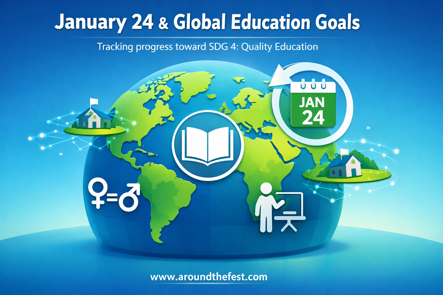 Connection between January 24 and global education goals showing alignment with SDG 4 Quality Education