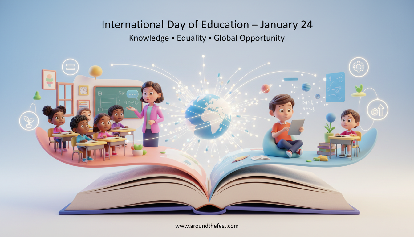 illustration showing education as a human right and global tool for equality