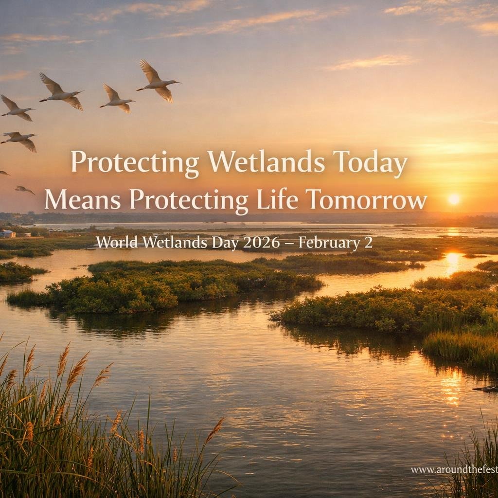 World Wetlands Day 2026 awareness image showing healthy wetlands, biodiversity, and water ecosystems, emphasizing conservation, climate resilience, and sustainability.