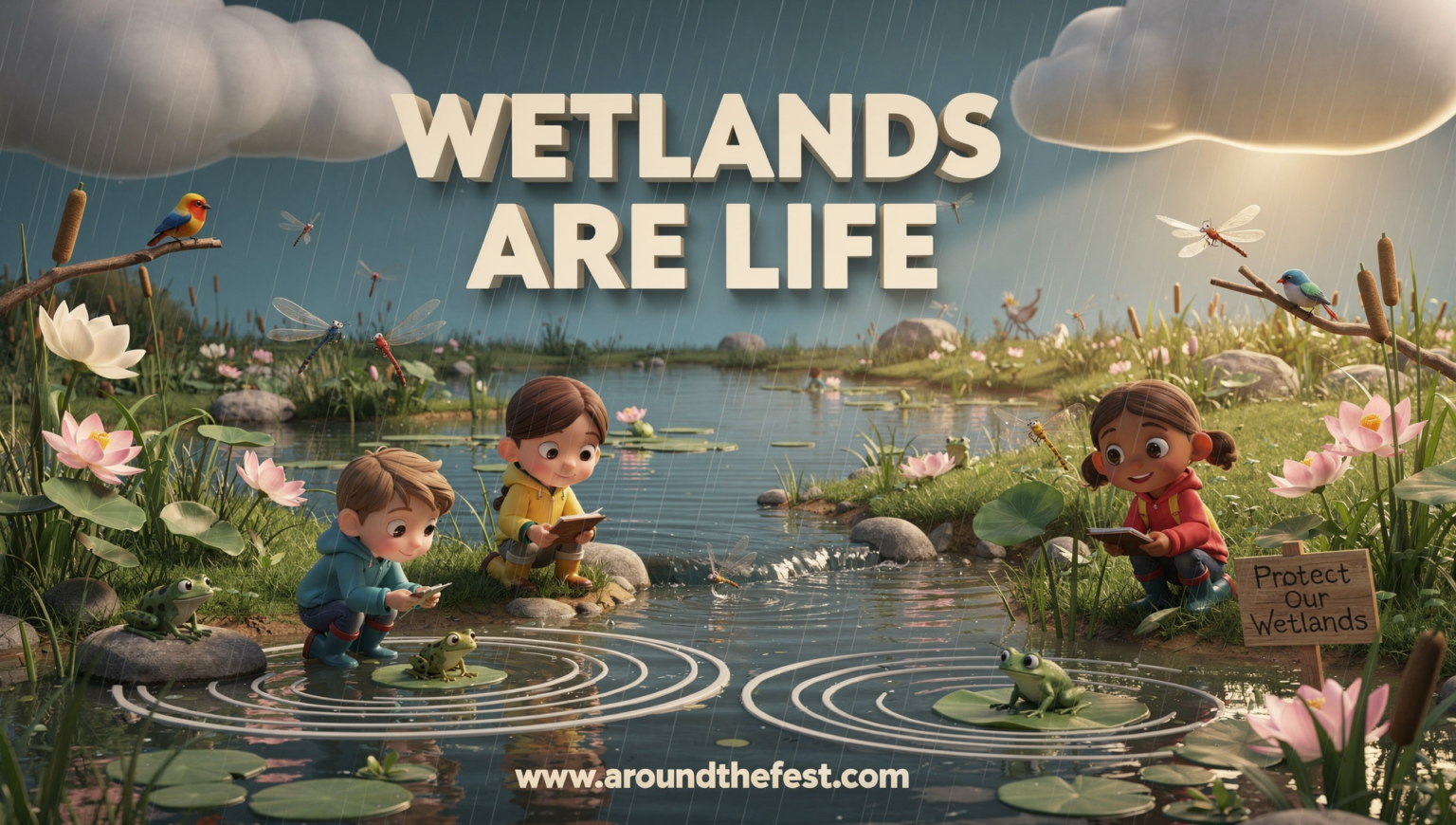 World Wetlands Day Poster and Drawing with Slogans - aroundthefest.com
