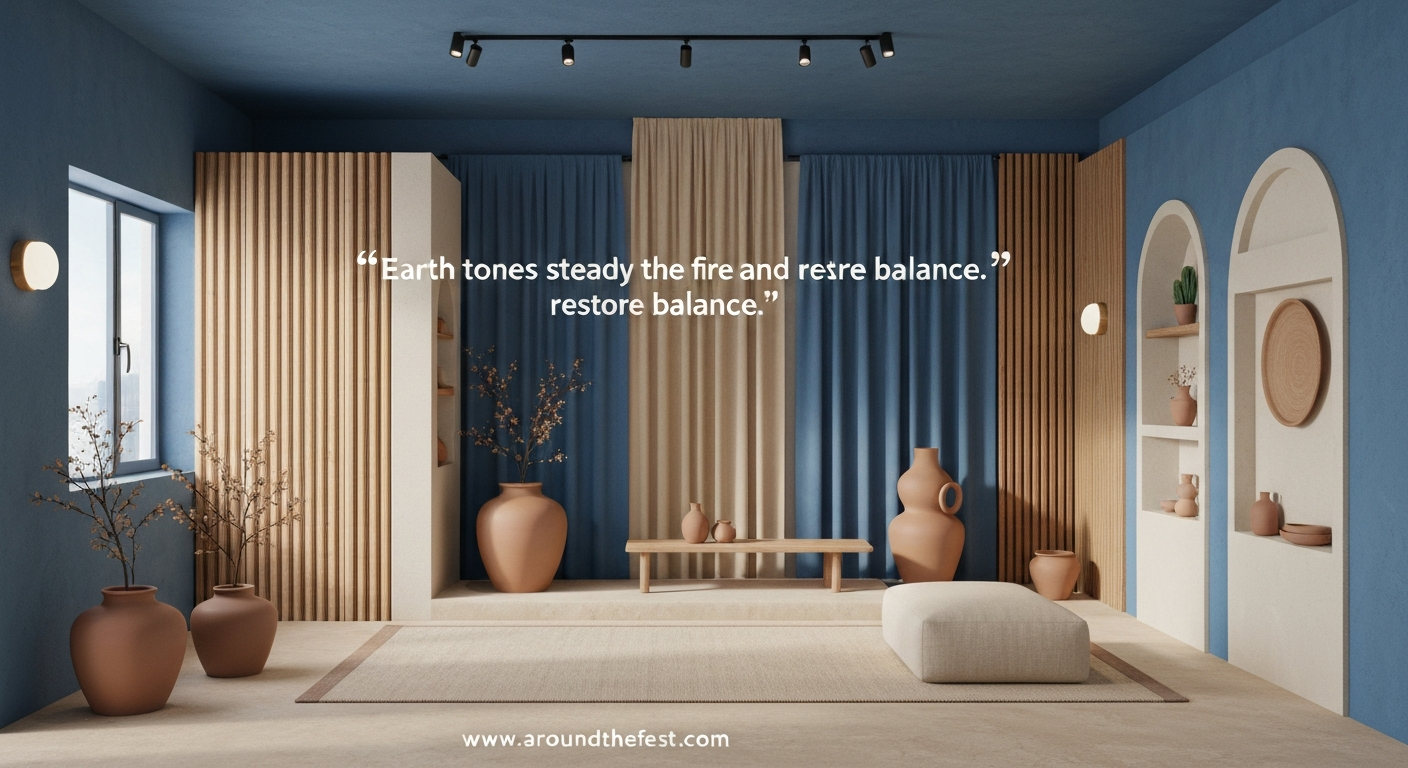 Earth tone Chinese New Year 2026 decorations balancing Fire Horse energy