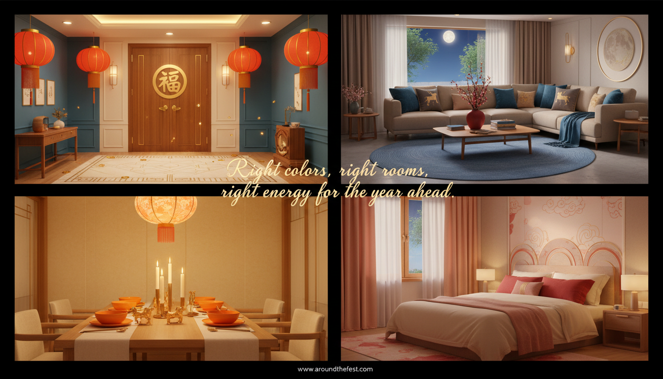  home décor showing entrance, living room, dining, and bedroom colors