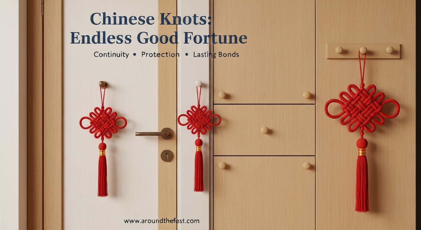 Chinese New Year 2026 red Chinese knots symbolizing endless good fortune and protection